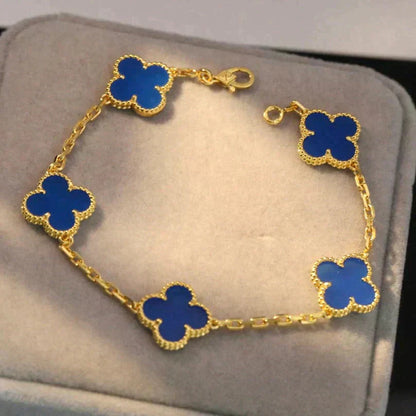 [Glow Jewelry]New CLOVER 5 MOTIF BLUE AGATE BRACELET COLLECTION