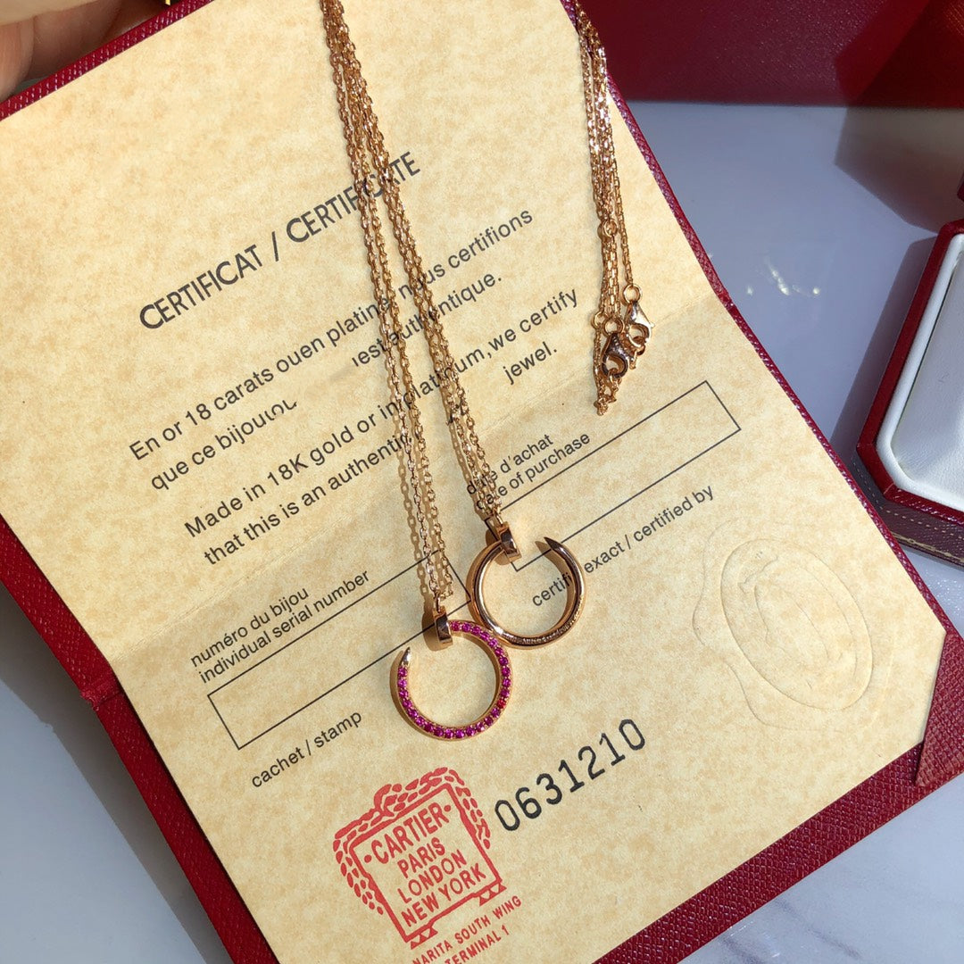 [Glow Jewelry]JUSTE NECKLACE GOLD RED DIAMONDS