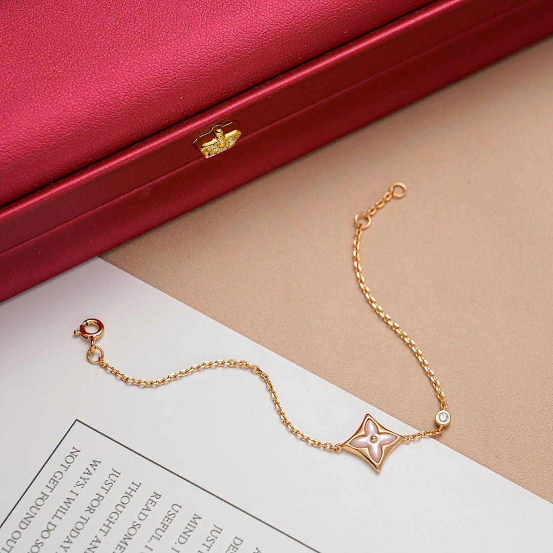 [Glow Jewelry]STAR 1 DIAMOND PINK GOLD BRACELET
