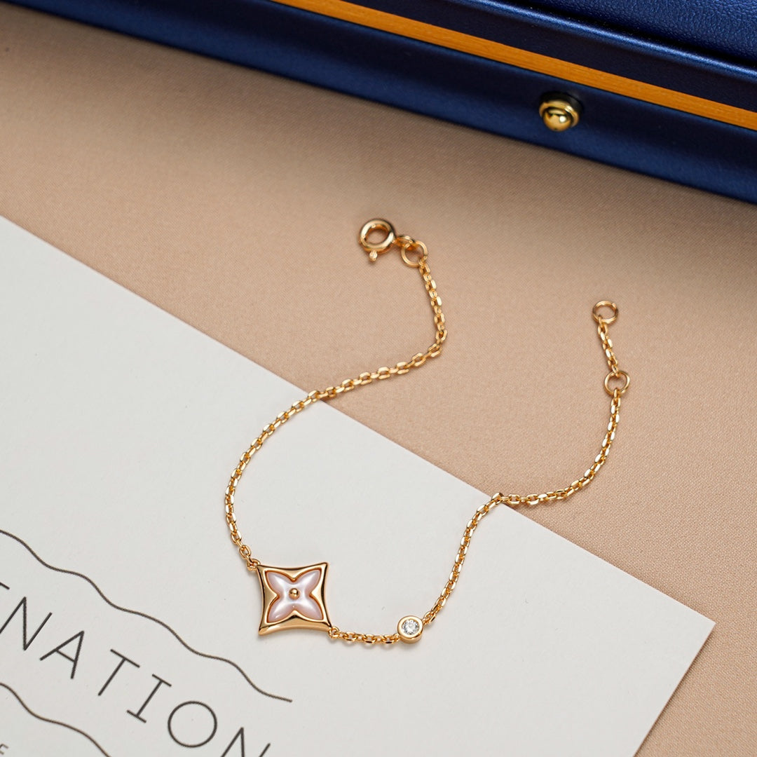 [Glow Jewelry]STAR 1 DIAMOND PINK GOLD BRACELET