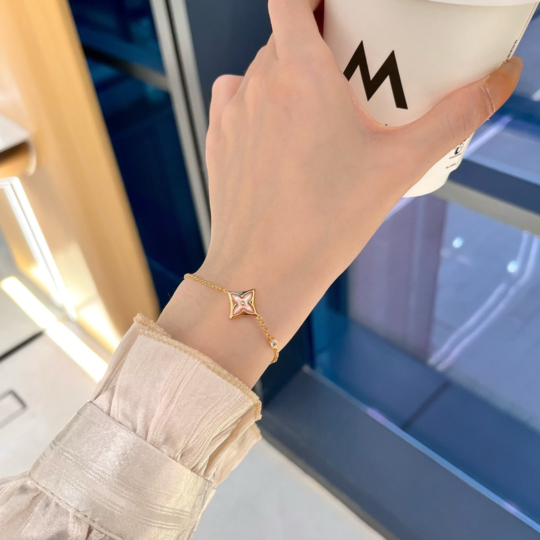 [Glow Jewelry]STAR 1 DIAMOND PINK GOLD BRACELET