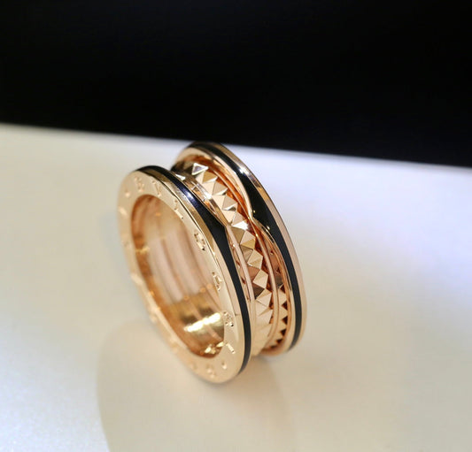 [Glow Jewelry]ZERO 1 PINK GOLD BLACK CERAMIC RING