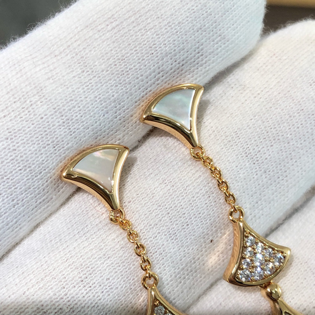 [Glow Jewelry]DREAM EARRINGS 3 MOTIFS DIAMOND MOP PINK GOLD