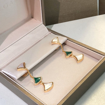 [Glow Jewelry]DREAM EARRINGS 3 MOTIFS MALACHITE MOP PINK GOLD