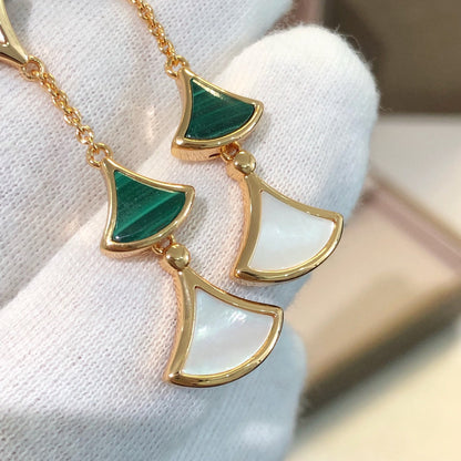 [Glow Jewelry]DREAM EARRINGS 3 MOTIFS MALACHITE MOP PINK GOLD