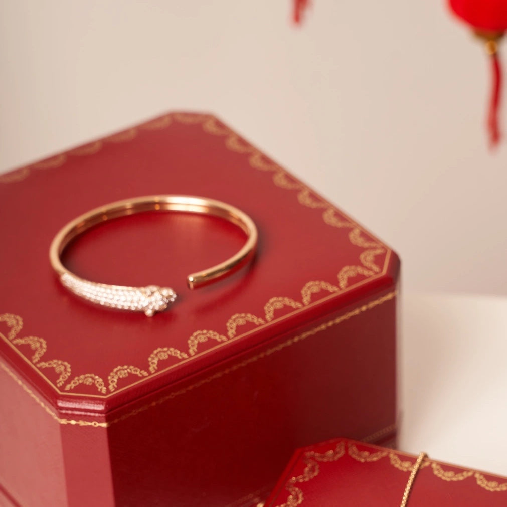 ¡®Glow Jewelry¡¯PANTHERE ROSE GOLD DIAMOND OPEN BRACELET