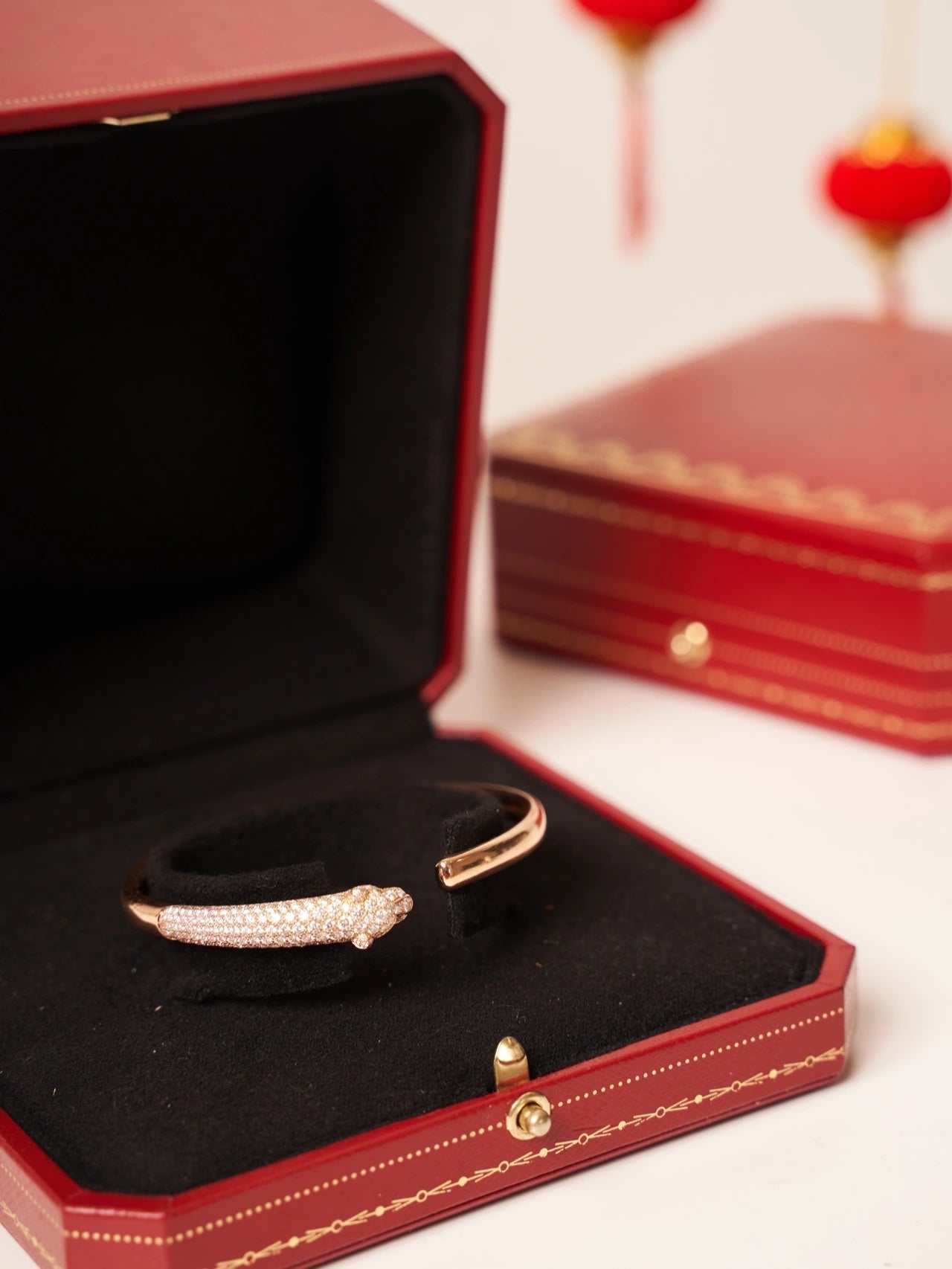 [Glow Jewelry]PANTHERE ROSE GOLD DIAMOND OPEN BRACELET