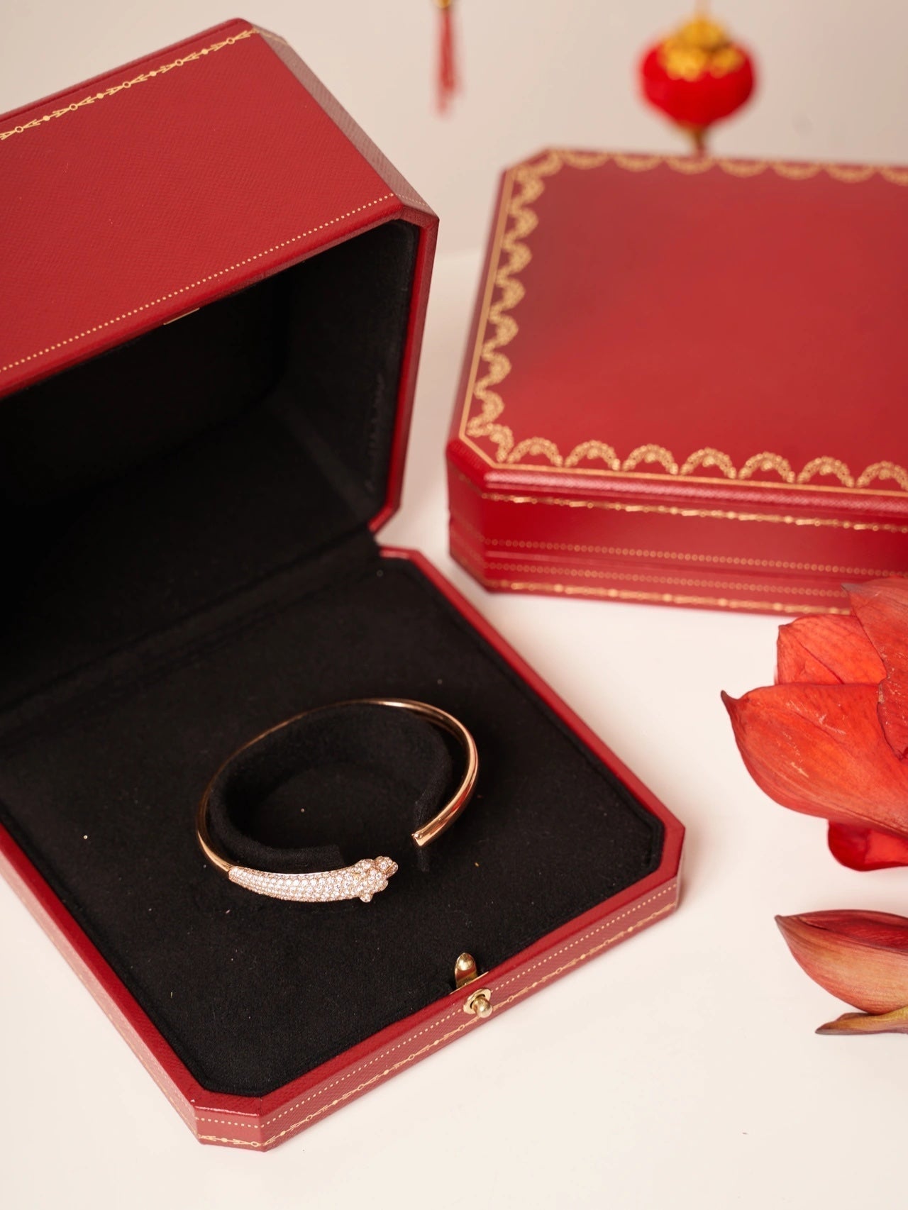 ¡®Glow Jewelry¡¯PANTHERE ROSE GOLD DIAMOND OPEN BRACELET