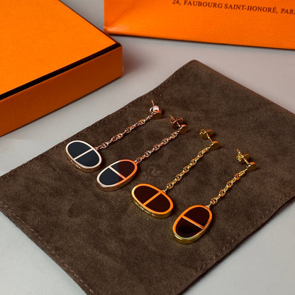 [Glow Jewelry]CHAINE VERSO BLACK CERAMIC EARRINGS