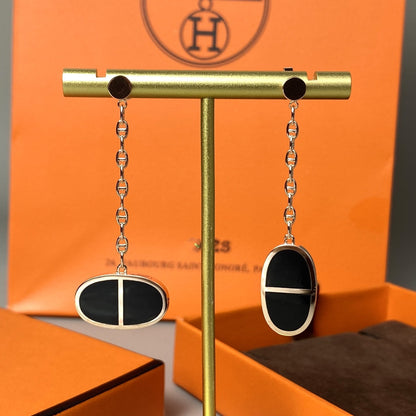[Glow Jewelry]CHAINE VERSO BLACK CERAMIC EARRINGS