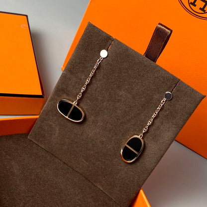 [Glow Jewelry]CHAINE VERSO BLACK CERAMIC EARRINGS