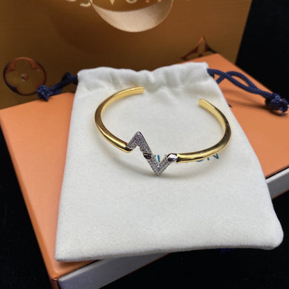 [Glow Jewelry]VOLTE UPSITE DOWN DIAMOND GOLD OPEN BRACELET