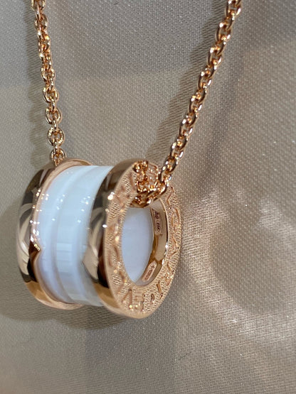 [Glow Jewelry]ZERO 1 WHITE CERAMIC PINK GOLD NECKLACE