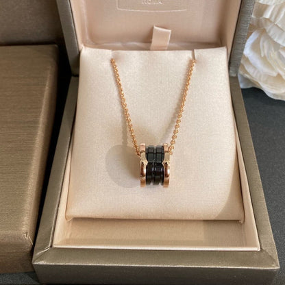 [Glow Jewelry]ZERO 1 BLACK CERAMIC PINK GOLD NECKLACE