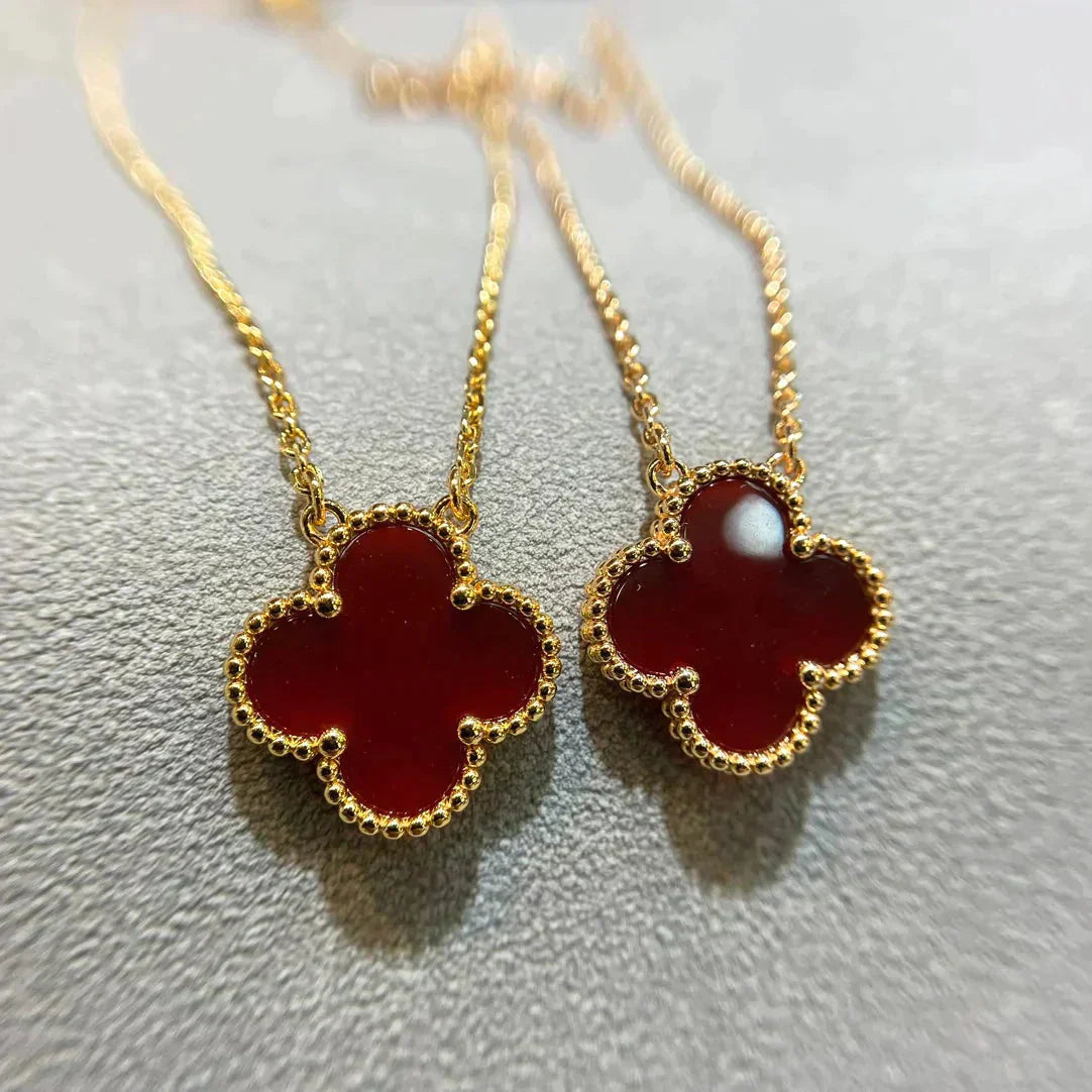 ¡®Glow Jewelry¡¯CLOVER 15MM CARNELIAN SINGLE FLOWER NECKLACE