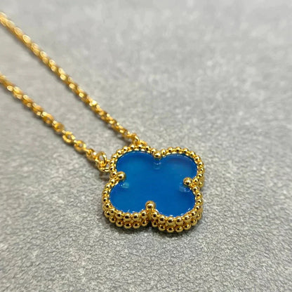 グロージュエリー クローバー15MM ブルーアゲートネックレス