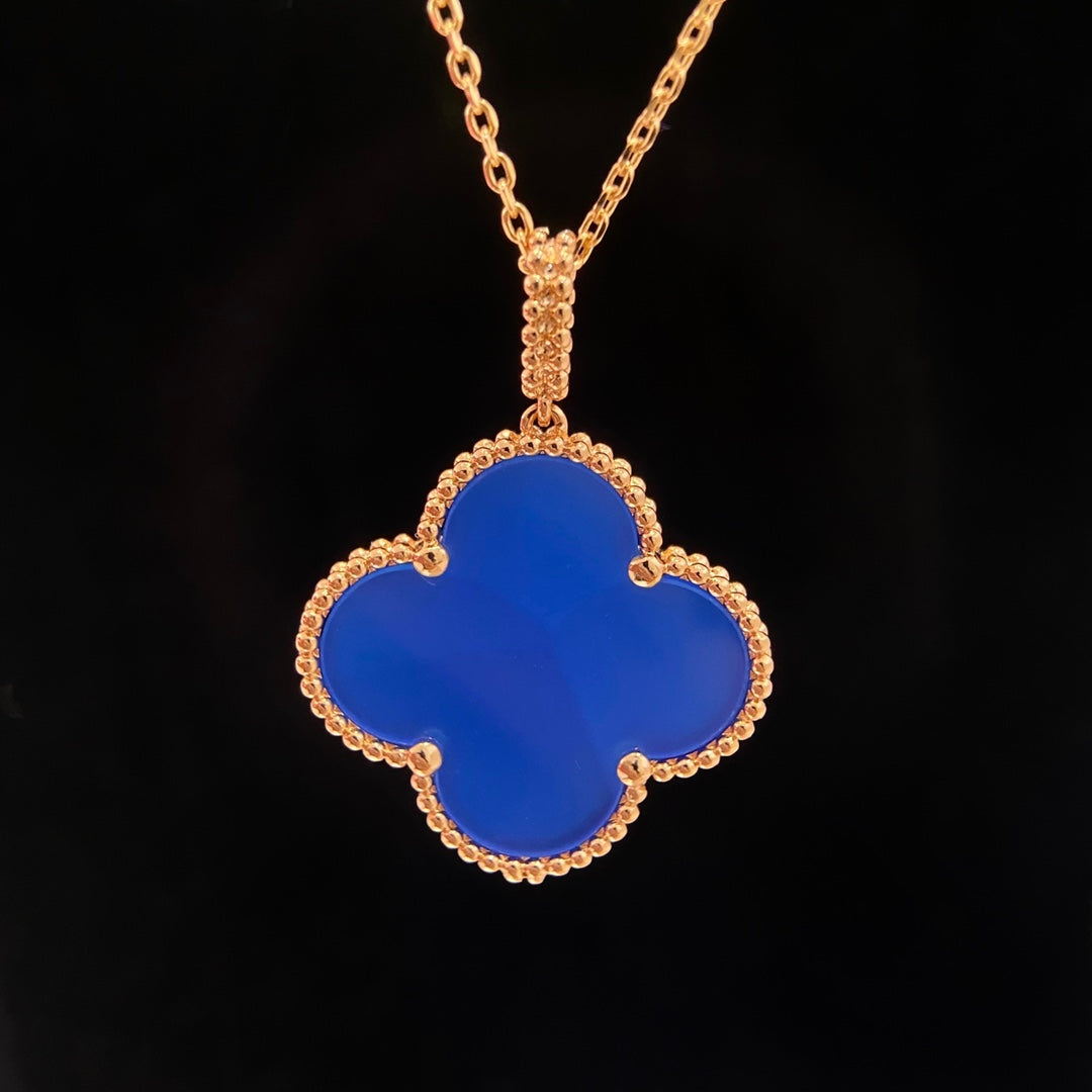 [Glow Jewelry]CLOVER 25MM NECKLACE TURQUOISE ROSE GOLD