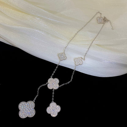 ¡®Glow Jewelry¡¯CLOVER 5 MOTIFS SILVER DIAMONDS NECKLACE