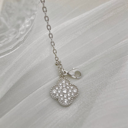 [Glow Jewelry]CLOVER 5 MOTIFS SILVER DIAMONDS NECKLACE