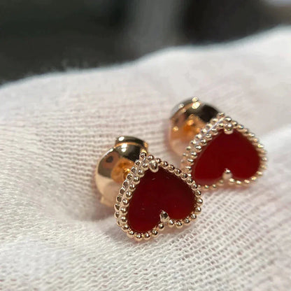 [Glow Jewelry]HEART CARNELIAN STUD EARRINGS