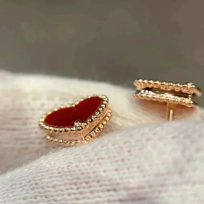 [Glow Jewelry]HEART CARNELIAN STUD EARRINGS