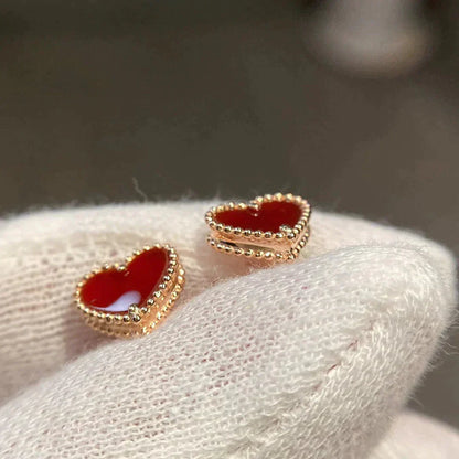 [Glow Jewelry]HEART CARNELIAN STUD EARRINGS