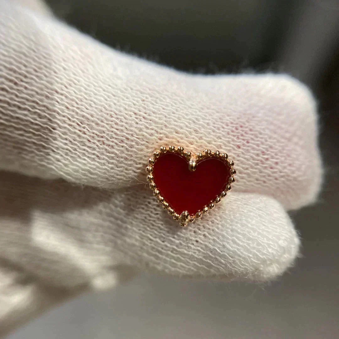 [Glow Jewelry]HEART CARNELIAN STUD EARRINGS