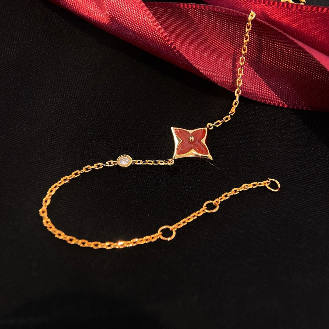 [Glow Jewelry]COLOR STAR CARNELIAN PINK GOLD DIAMOND BRACELET