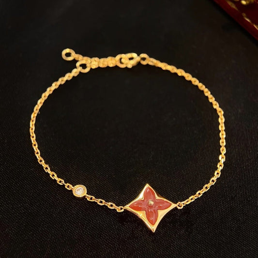 [Glow Jewelry]COLOR STAR CARNELIAN PINK GOLD DIAMOND BRACELET