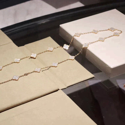 [Glow Jewelry]CLOVER 20 MOTIFS WHITE MOP NECKLACE