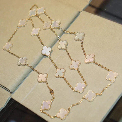 [Glow Jewelry]CLOVER 20 MOTIFS WHITE MOP NECKLACE