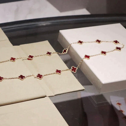 [Glow Jewelry]CLOVER 20 MOTIFS CARNELIAN NECKLACE