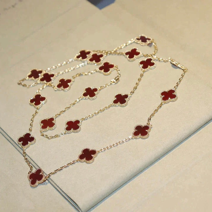 [Glow Jewelry]CLOVER 20 MOTIFS CARNELIAN NECKLACE