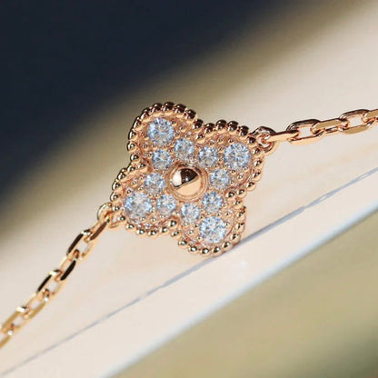®Glow Jewelry®クローバー20モチーフ ダークマザーオブパール ダイヤモンド ネックレス