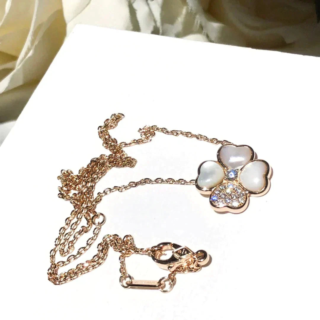 [Glow Jewelry]CLOVER MOP DIAMOND ROSE GOLD NECKLACE