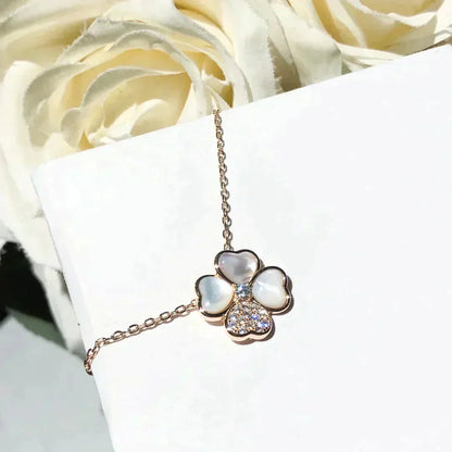 ¡®Glow Jewelry¡¯CLOVER MOP DIAMOND ROSE GOLD NECKLACE
