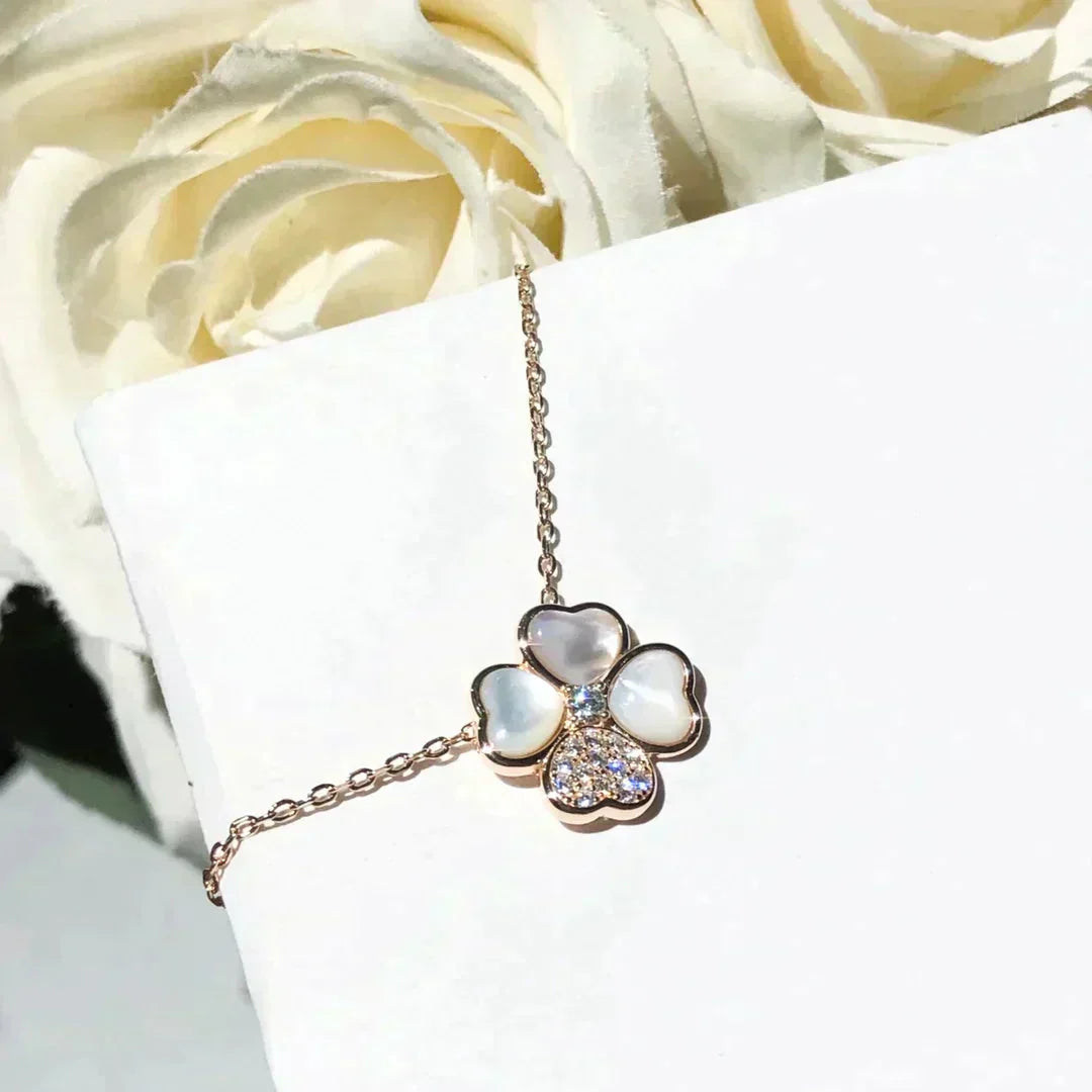 [Glow Jewelry]CLOVER MOP DIAMOND ROSE GOLD NECKLACE