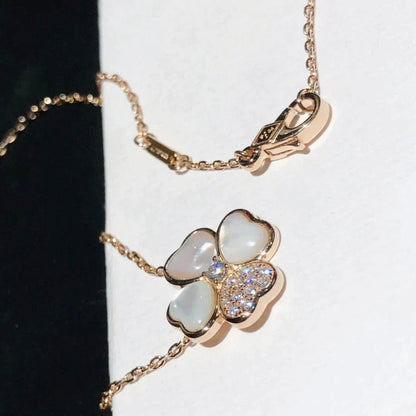 [Glow Jewelry]CLOVER MOP DIAMOND ROSE GOLD NECKLACE