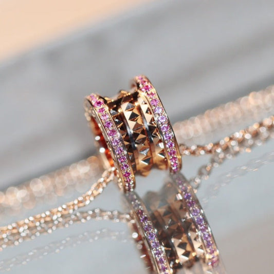 [Glow Jewelry]ZERO 1 ROCK PINK GOLD PINK DIAMOND NECKLACE