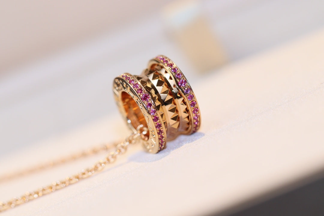 [Glow Jewelry]ZERO 1 ROCK PINK GOLD PINK DIAMOND NECKLACE