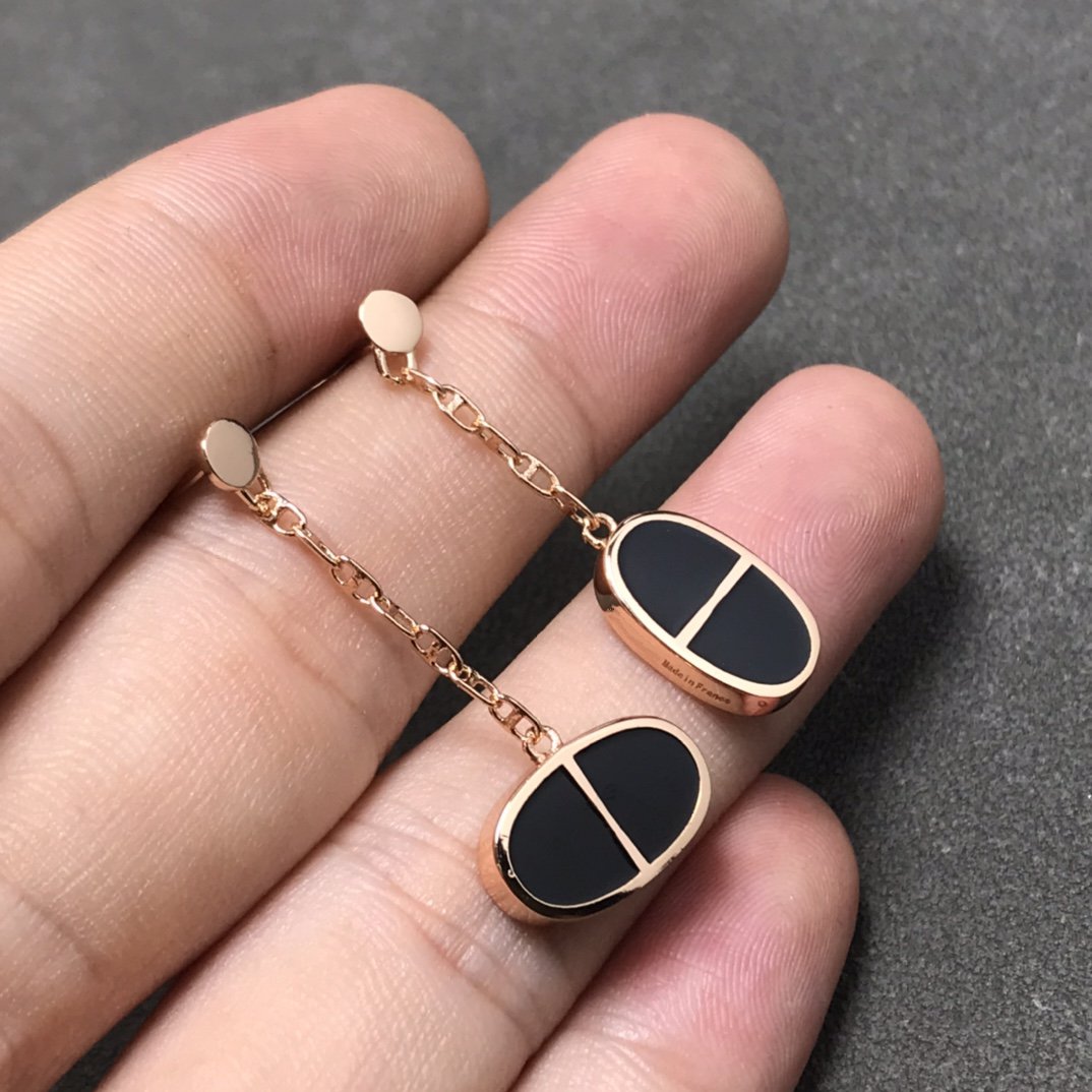 [Glow Jewelry]CHAINE VERSO BLACK CERAMIC SILVER EARRINGS
