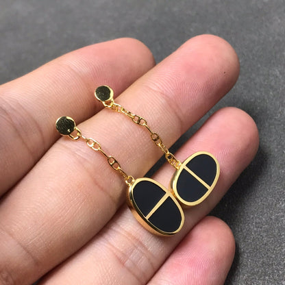 [Glow Jewelry]CHAINE VERSO BLACK CERAMIC SILVER EARRINGS