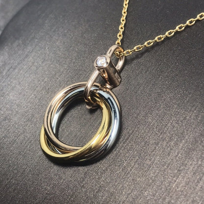 [Glow Jewelry]TRINITY SILVER GOLD PINK GOLD NECKLACE