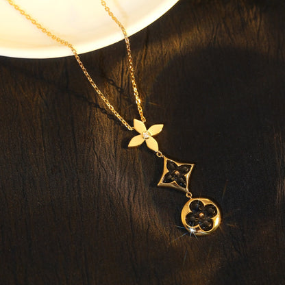¡®Glow Jewelry¡¯STAR AND SUN ONYX PINK GOLD NECKLACE