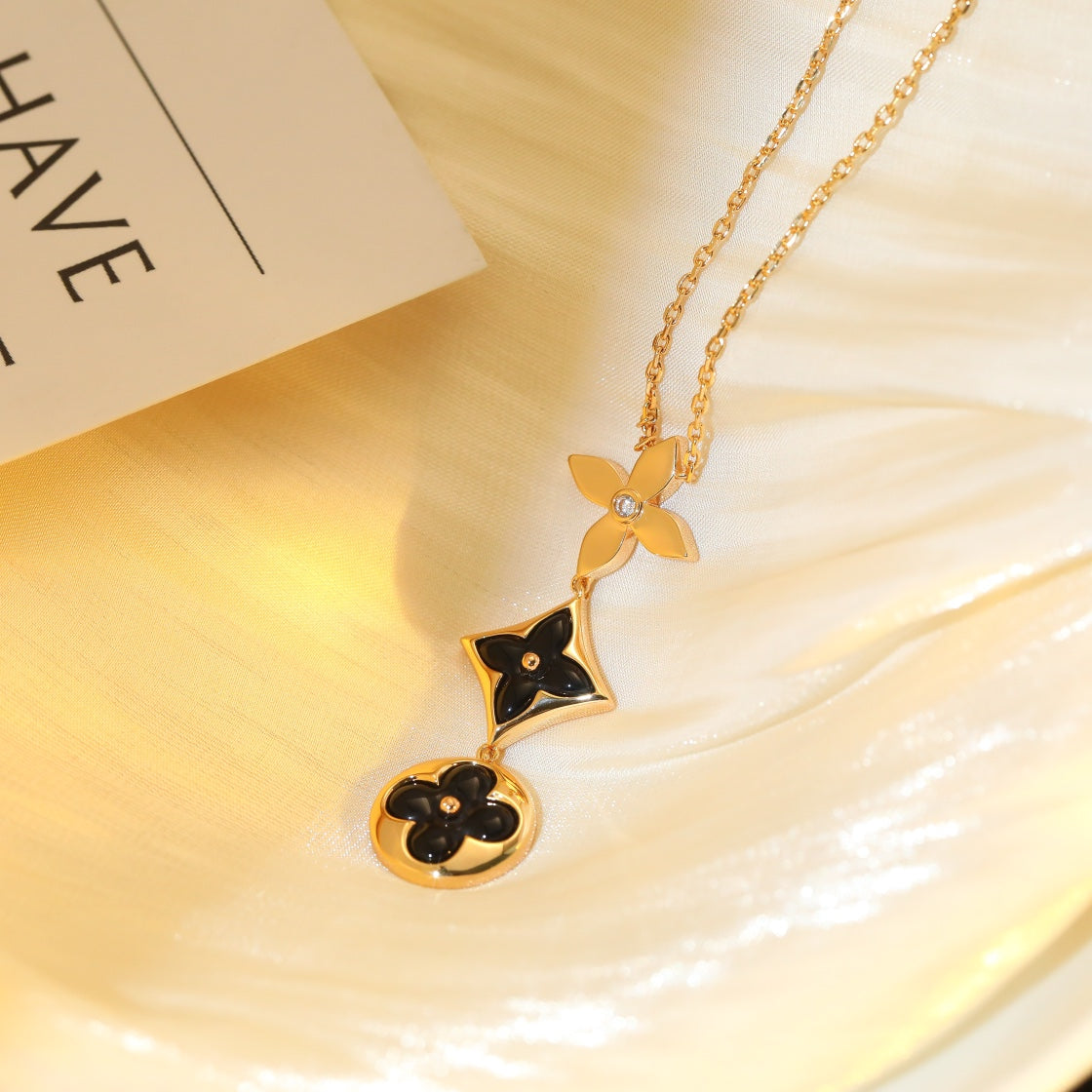 ¡®Glow Jewelry¡¯STAR AND SUN ONYX PINK GOLD NECKLACE