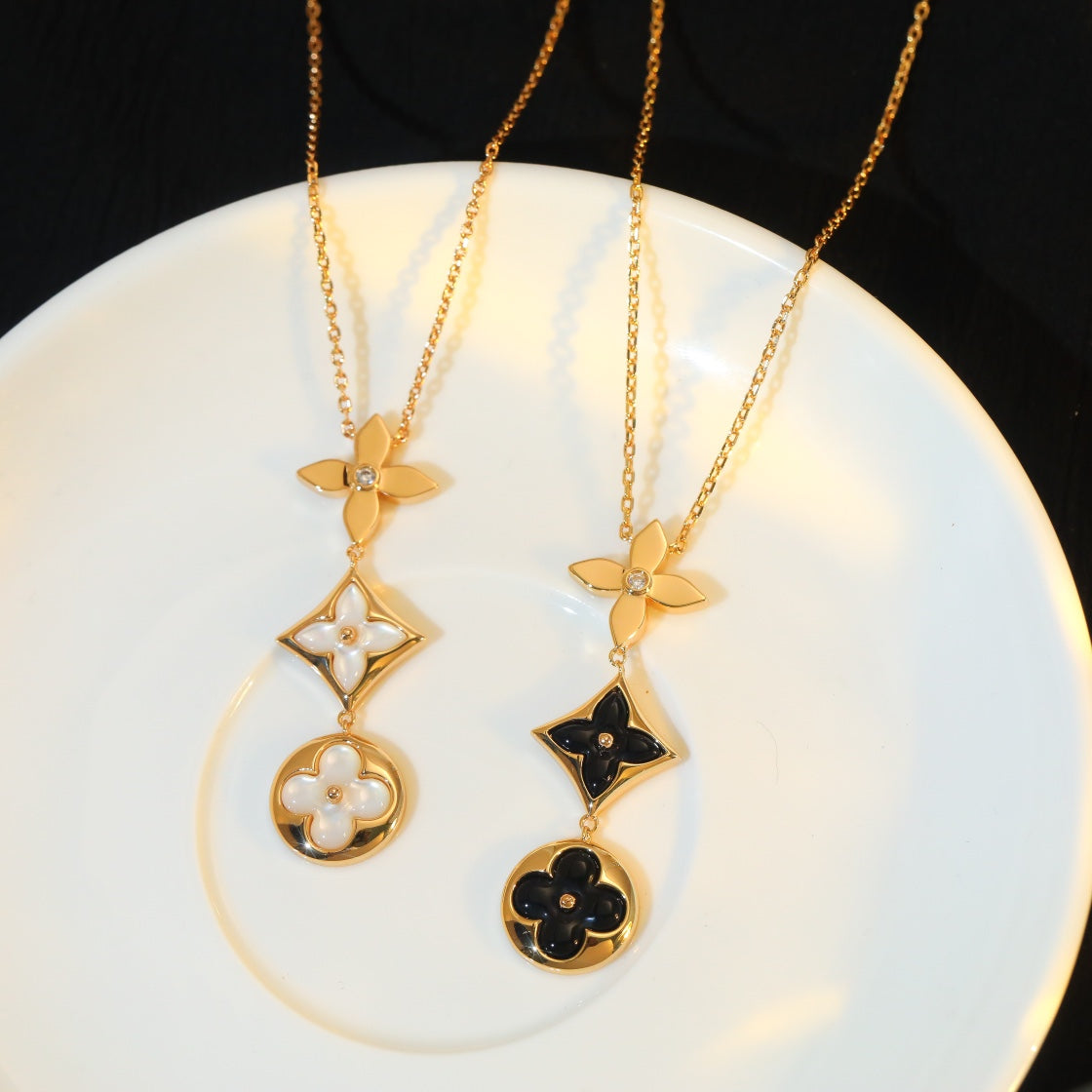 ¡®Glow Jewelry¡¯STAR AND SUN ONYX PINK GOLD NECKLACE
