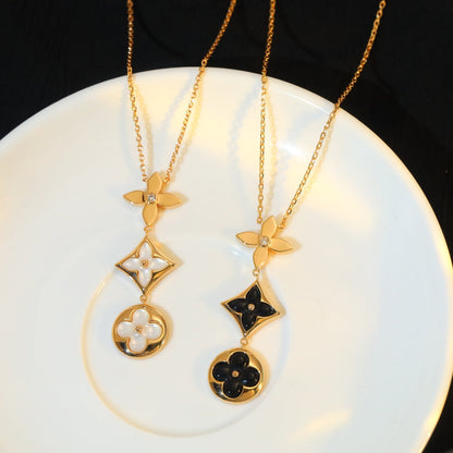 [Glow Jewelry]STAR AND SUN ONYX PINK GOLD NECKLACE