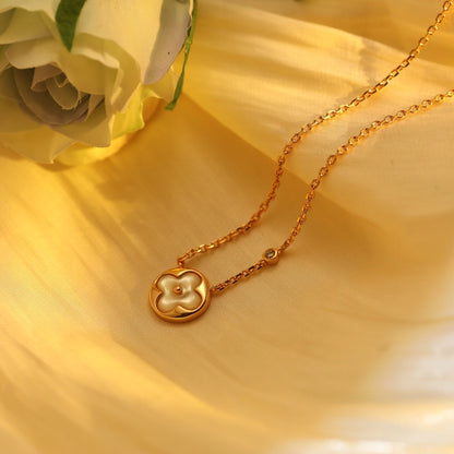 [Glow Jewelry]SUN PEDANT PINK GOLD 1 DIAMOND NECKLACE
