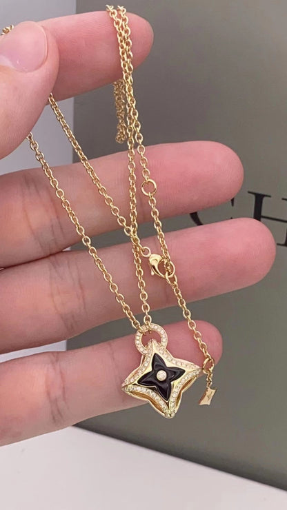 [Glow Jewelry]STAR PEDANT PINK GOLD DIAMOND NECKLACE