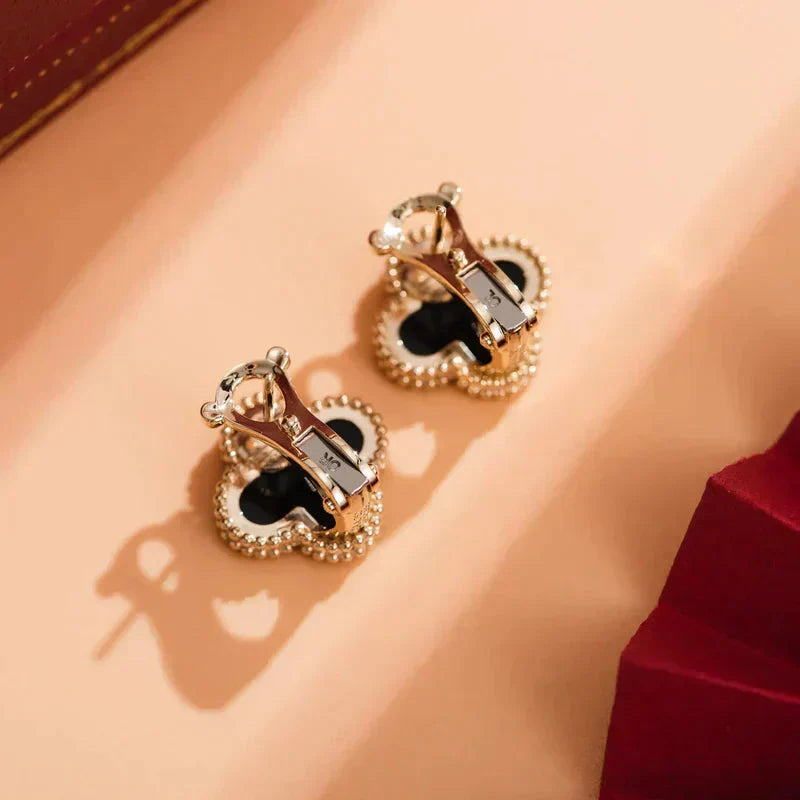 [Glow Jewelry]CLOVER MEDIUM 1 MOTIFS  ONYX STUD EARRINGS